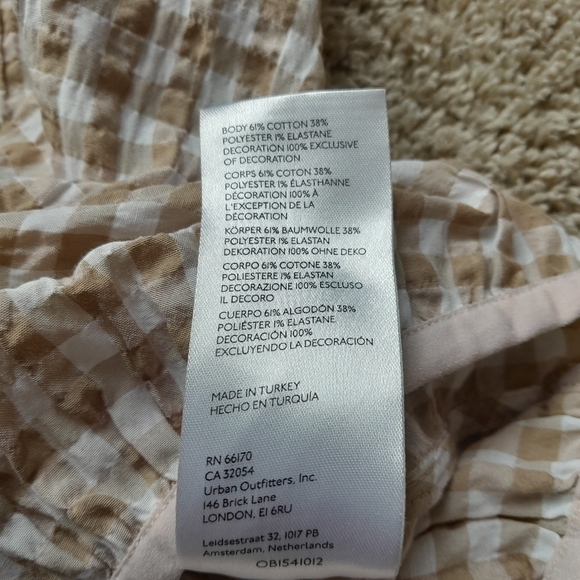 Maeve Anthropologie crop top sleeveless beige check women's M - Picture 6 of 9